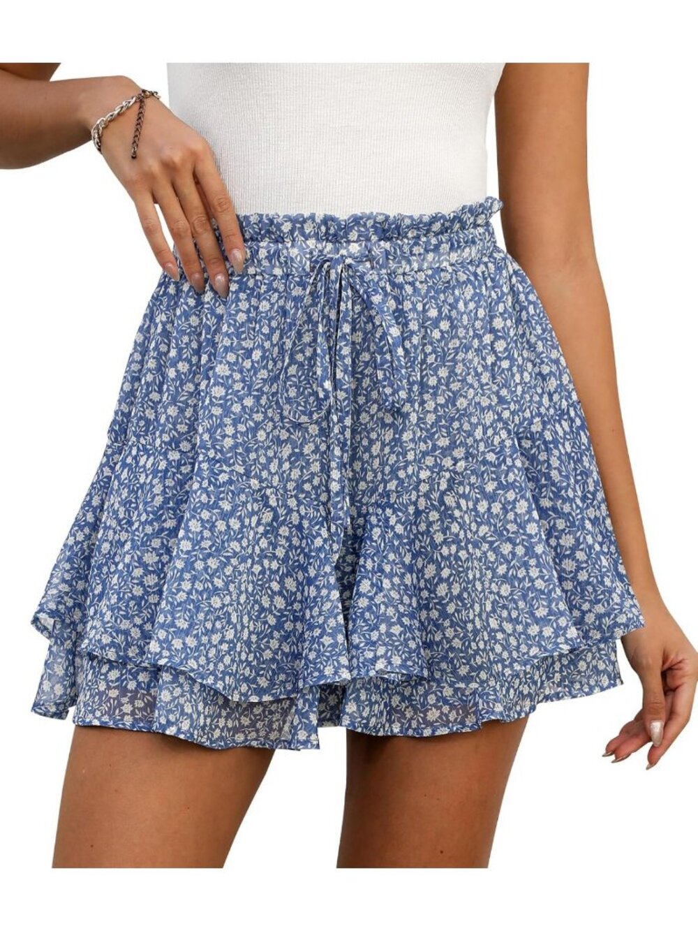 Summer Casual Ruffle Chiffon Skorts for Women | Boho Mini Skirts & Shorts